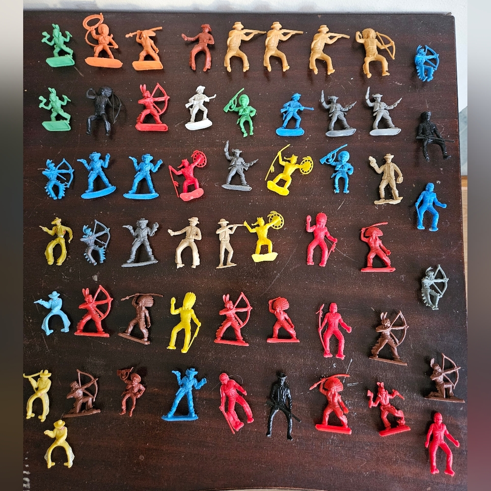 Vintage 1960s Marx & Misc. Cowboy And Indian Toy Figurines.